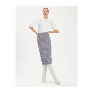 Falda de franela a cuadros para mujer sin forro y sin bolsillos - Product Image 3