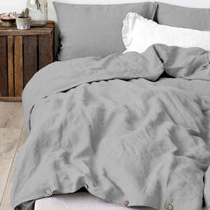 100% Cotton Washed Grey Solid Duvet Cover <b>Set</b> Custom Quilt Size with Two Pillowcases Soft Finish Bedding for Modern Hotel Use - Product Image 5