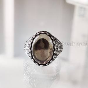 Venta al por mayor Anillo para hombre Cuarzo ahumado natural Piedra preciosa Abril Anillo de piedra natal Todos los tamaños Joyería de boda pesada Anillo de plata esterlina 925 - Product Image 3