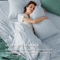 Ensemble de draps en bambou biologique certifié Oeko-Tex Cloudland, 4 pièces, taille Queen, 100% fibre de bambou, literie en bambou