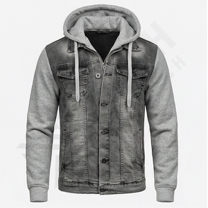 Chaqueta Vaquera de Alta Calidad para Hombre, Cuello Alto, Reversible, Corte Holgado, Informal, Cómoda, Colección Más Vendida - Product Image 1