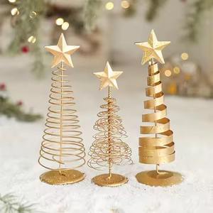 Árbol de Navidad de Alambre Metálico con Base de Madera, Decoración Navideña para Mesa, para Uso en Fiestas en el Hogar - Product Image 2