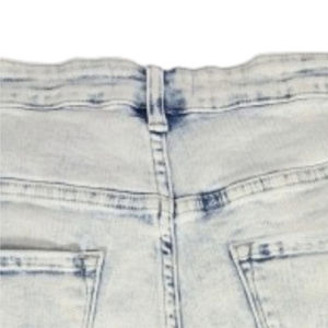 Pantalones cortos de mezclilla no elásticos de tiro bajo azules personalizados, pantalones cortos de estilo recto para mujer 100% algodón de alta calidad para mujer - Product Image 6