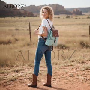 New Stylish Real Handmade Animal Print Fur Leather <b>Backpack</b> Hair Hide Fur Leather Bohemian College Genuine Leather Portable - Product Image 6