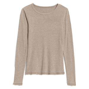 Camisetas recortadas de manga larga con cuello redondo para mujeres jóvenes, ropa de punto de diseño personalizado OEM de buena calidad para mujeres de Bangladesh - Product Image 4