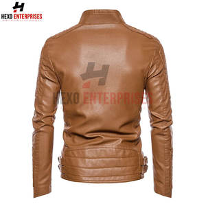 Produit le plus vendu Veste supérieure en cuir Meilleures vestes en cuir minces d'hiver pour hommes Veste en cuir de conception personnalisée - Product Image 6