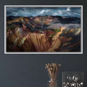 Toile imprimée : Art mural coloré représentant un paysage de montagne pour la maison ou le bureau, TOILE ENCADRÉE BLANCHE - Product Image 1