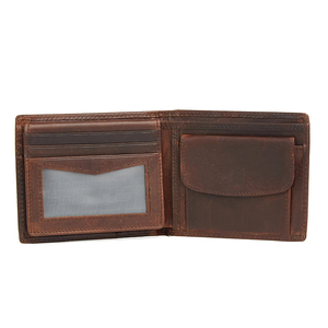 <b>Men's</b> Genuine Leather Slim <b>Wallet</b> With Striped Lining Fold Closure Card Holder Short Length Minimalist Design - Product Image 1
