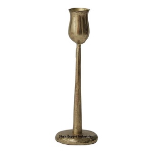 Set of 2 Antique Gold Metal <b>Taper</b> <b>Candle</b> <b>Holder</b> for Home & Wedding Party Tabletop Lighting Decor <b>Candle</b> <b>Tapers</b> - Product Image 2