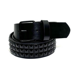 Ceinture en cuir de style punk pour homme et femme, fabriquée par un fabricant professionnel, avec des rivets en métal pyramidales et des perles carrées - Product Image 5