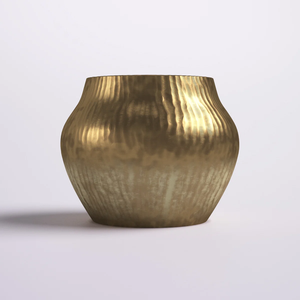 Vase moderne en métal doré découpé avec une finition en laiton élégante et artistique, sculpture décorative pour la décoration de la maison et du bureau de luxe - Product Image 3