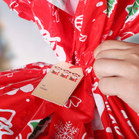 Grand sac OPP durable en forme de lapin pour l'emballage de cadeaux de Noël, cadre photo, couleurs vert et rouge