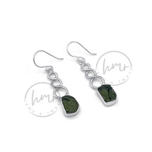 ต่างหู925อัญมณีสีเขียวแบบเกลียวทำมือทำจากเงินสเตอร์ลิงทำด้วยมือเครื่องประดับสำหรับผู้หญิง - Product Image 1