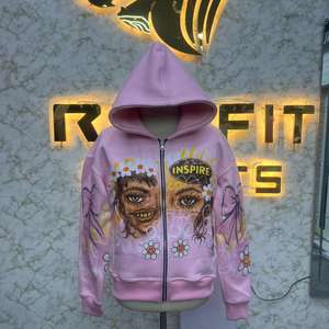 ODM Services Reasonable Price New Style Zipper Distressed Hoodie <b>Rhinestone</b> Zipup <b>Jacket</b> Acid Wash Men Fleece Streetwear Hoodie - Product Image 1