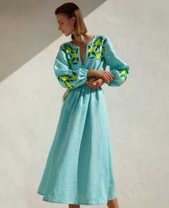 Mujer manga larga vestidos Maxi bordado ropa vestido de fiesta de verano largo Maxi - Product Image 4