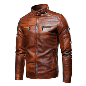 2024 Men's High Quality Genuine Leather <b>Jacket</b> Woolen <b>Thin</b> Stand Collar <b>Waterproof</b> Breathable Cow Skin Winter Wear OEM Service - Product Image 1