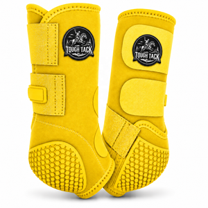 Protège-jambes pour chevaux Tough Tack en microfibre jaune avec semelle Hex Grip pour l'équitation 2026 - Product Image 1