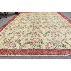 พรมขนแกะสไตล์ kilim ขนาดใหญ่6.9 x 10.1ft สีเบจคลาสสิกเป็นมิตรกับสิ่งแวดล้อมพรมเย็บปะติดปะต่อกันสไตล์ตุรกีห้องรับประทานอาหารยางขนาด10มม. - Product Image 3