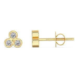 Lab Grown Diamond Three <b>Stone</b> Stud Earrings - Product Image 2