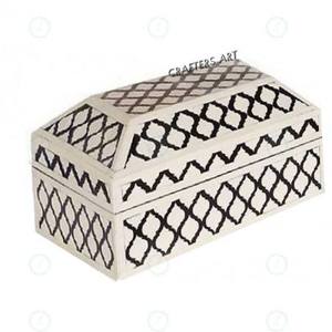 Boîte en os incrusté artisanale indienne, boîte à bijoux en résine, fabriquée à la main par ART, motif safari, boîte décorative - Product Image 3