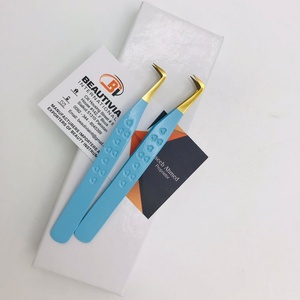 Pince à épiler professionnelle d'extension de cils de volume de botte de 90 degrés pince à épiler à pointe de fibre d'acier inoxydable de marque privée - Product Image 2