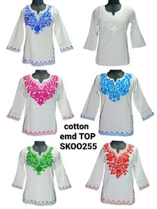 Débardeur pour femme de style bohème indien, respirant, séchage rapide, excellente qualité, broderie, ruban blanc, col tricoté, manches longues - Product Image 5