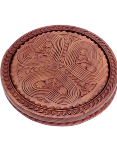 Sculpteur sur bois Panier à ressort en bois pliable fait à la main Organisateur de fruits secs à 4 récipients avec poignée, sculpture traditionnelle en bois - Product Image 4