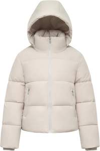 Chaquetas acolchadas recortadas para mujer Chaqueta cálida de invierno con capucha extraíble Bolsillos con cremallera Abrigo corto acolchado para mujer - Product Image 5