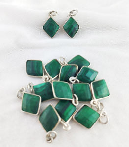 Colgante de Gema Natural para fabricación de pendientes y collar, con forma de diamante tallado, Plata de Ley 925, con bisel de piedras preciosas - Product Image 4