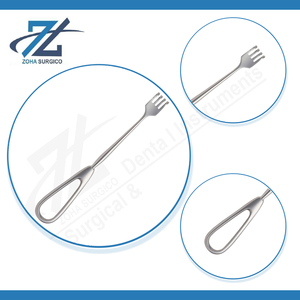 Retractor de Cuero Cabelludo Cairns Rake, Manual, Afilado, 210 mm de Largo, 3 Puntas, 16 mm de Ancho, Acero Inoxidable Quirúrgico, Certificado CE, Instrumentos Reutilizables - Product Image 4