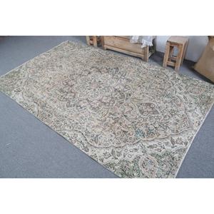 Turkish <b>Rug</b>, 4.9x8.4 ft <b>Vintage</b> <b>Rug</b>, Green Blue Floral Wool <b>Rug</b> - Product Image 4