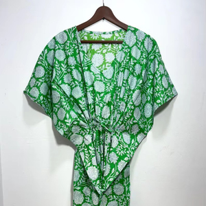 100% pur coton belle Boho Floral caftan Robe parole longueur Maxi vêtements de nuit d'été à la main tenue décontractée naturel parfait cadeau - Product Image 1