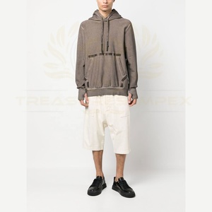 Sweat-shirt à capuche oversize pour homme, effet délavé, uni, sport, coton respirant, séchage rapide, 100% coton - Product Image 3