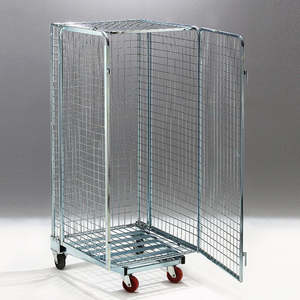Conteneur à roulettes antivol rembourré 715x860x1700 mm, maille 50x50, roues PP 106x40, 2 fixées + 2 cages de rangement - Product Image 1