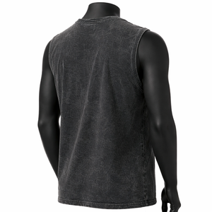 Camiseta sin mangas vintage para hombre con lavado ácido, estampado de letras góticas, estilo urbano, camiseta holgada tipo culturismo, chaleco de algodón personalizado para verano - Product Image 5