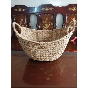 Fabriqué à la main écologique L80 panier de rangement ovale jacinthe d'eau naturelle multifonctionnel esthétique Vietnam boîtes de rangement bacs - Product Image 1