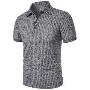 Nuevo verano Polo hombres rayas sólidas Fitness elasticidad manga corta polos para hombres camisas de moda - Product Image 4