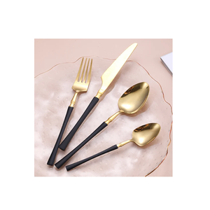 Wholesale Stainless Steel <b>Gold</b> <b>cutlery</b> Set Mirror Polished Flatware Utensils Set pvd handle - Product Image 2
