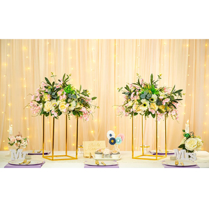 Support à fleurs pour décoration de table de mariage, centre de table décoratif doré, support à fleurs en métal pour centre de table de mariage - Product Image 5