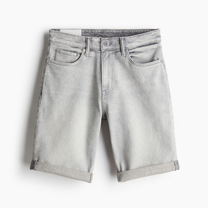 กางเกงขาสั้นผ้ายีนส์สำหรับผู้ชายมาใหม่2025ผ้าฝ้าย100% ลายพื้นมีบริการ OEM - Product Image 1