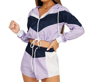 Conjunto de Dos Piezas para Mujer, Chaqueta Cortavientos y Pantalones Cortos Personalizados, con Cremallera Reflectante y Cordón Ajustable, de Nailon, 2026 - Product Image 1