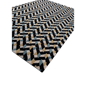 Adrift Hand Tufted Wool <b>Rugs</b> Grey & <b>Black</b> Geometric Pattern for Home-TRA-15159 - Product Image 2