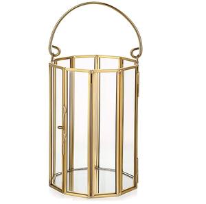 Bougeoir décoratif fait à la main en métal et verre Design de luxe Lanterne à bougie en verre fini antique pour décoration - Product Image 3