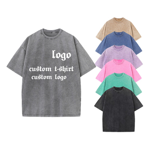 Camiseta Unisex Extra Grande de Algodón 100% de Alto Gramaje (240, 260, 300 GSM) con Lavado Ácido Vintage y Logotipo Personalizado - Product Image 1