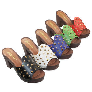 Da <span class=keywords><strong>donna</strong></span> eleganti ciabatte estive da <span class=keywords><strong>donna</strong></span> <span class=keywords><strong>sandali</strong></span> con tacchi quadrati in pelle nera bianca moda <span class=keywords><strong>donna</strong></span> scivoli traspiranti - Product Image 1