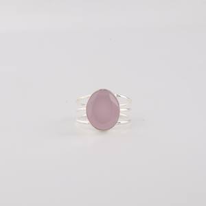 Bague en argent sterling 925 avec chalcédoine rose taille ovale, certifiée IGI, spirale faite à la main, pierre précieuse de 1,40 carat, cadeau pour femme - Product Image 3
