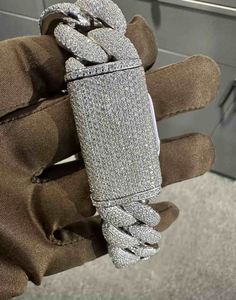 VVS Moissanite Bracelet en argent sterling 925 22MM 8 pouces plaqué or blanc - Product Image 3