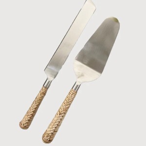Juego de servidor de pastel de Metal Premium, mango de ratán, utensilio elegante para servir postres, utensilios de fiesta de boda, vajilla de comedor, cortador de repostería - Product Image 6