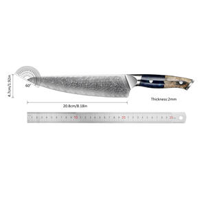 Vente en gros personnalisé Qualité supérieure OEM ODM Service Couteau de chef en acier Damas Couteau de cuisine Couteau de coupe avec manche en résine - Product Image 2