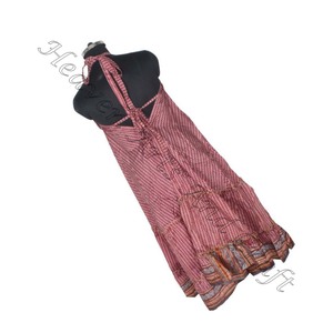 Bohème Vintage été soie Sari robe pour femmes décontracté fête porter nouveau été Cocktail fantaisie couleur sans manches licou dos nu - Product Image 6